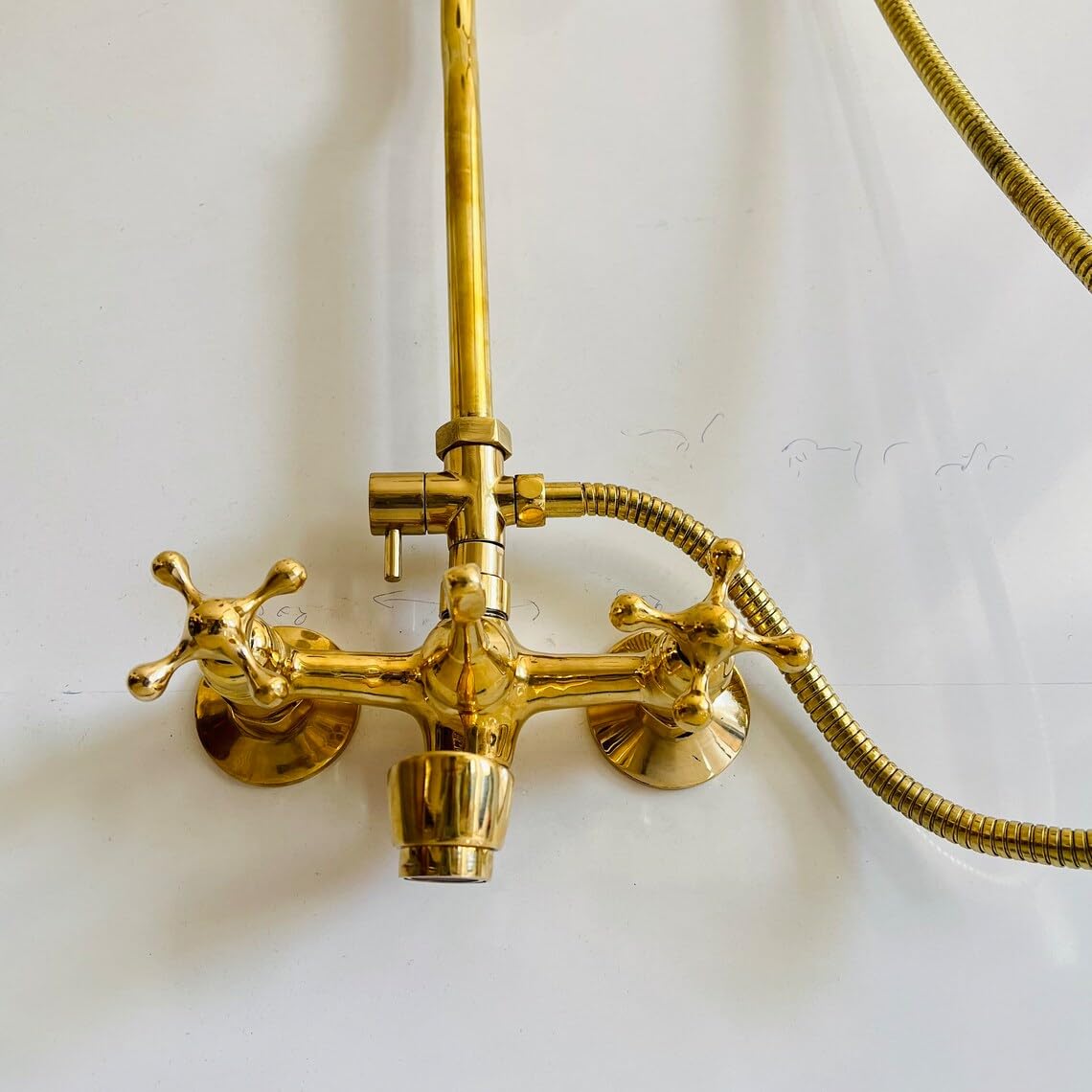 Exposed Pipe Unlacquered Brass Shower System - Installation & Threads