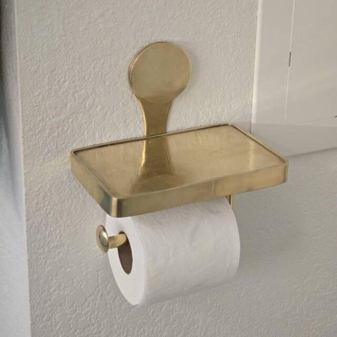 Solid Brass Toilet Paper Holder with Integrated Phone Shelf - Packaging & Accessories