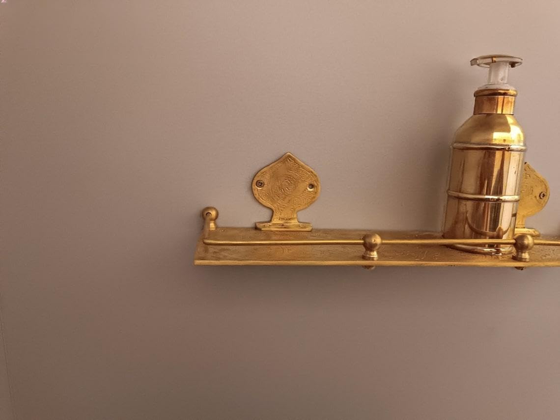 Vintage Solid Brass Wall Storage Rack & Vanity Shelf - Craft Finish