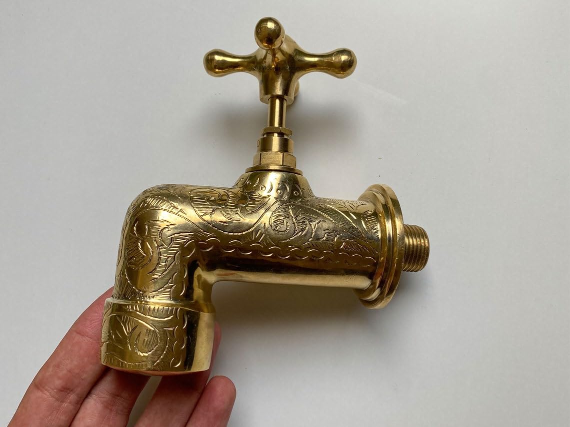 Unlacquered Solid Brass Wall Spigot & Garden Tap - Craft Finish