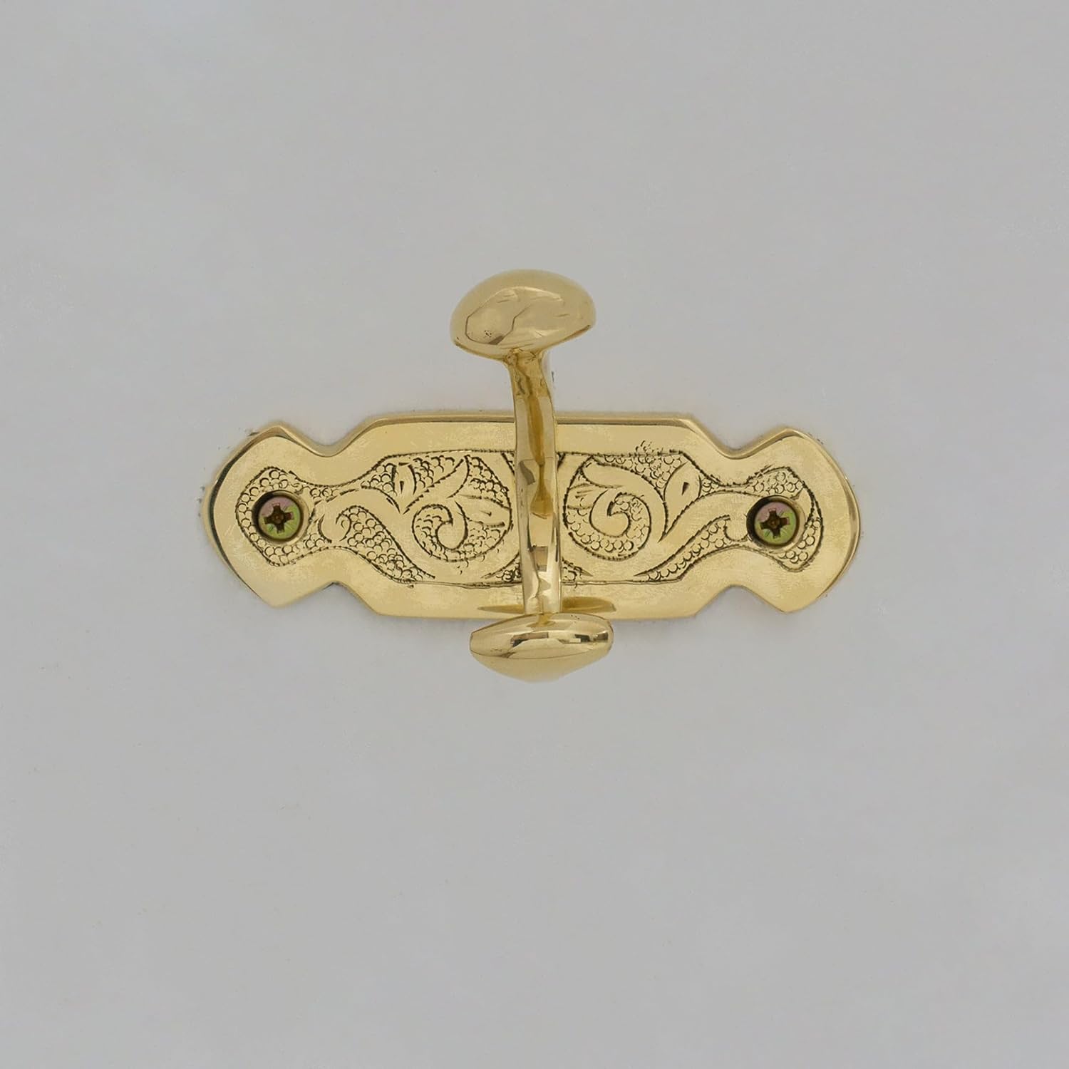 Antique brass coat hooks decorative rosette backplate - Profile Angle