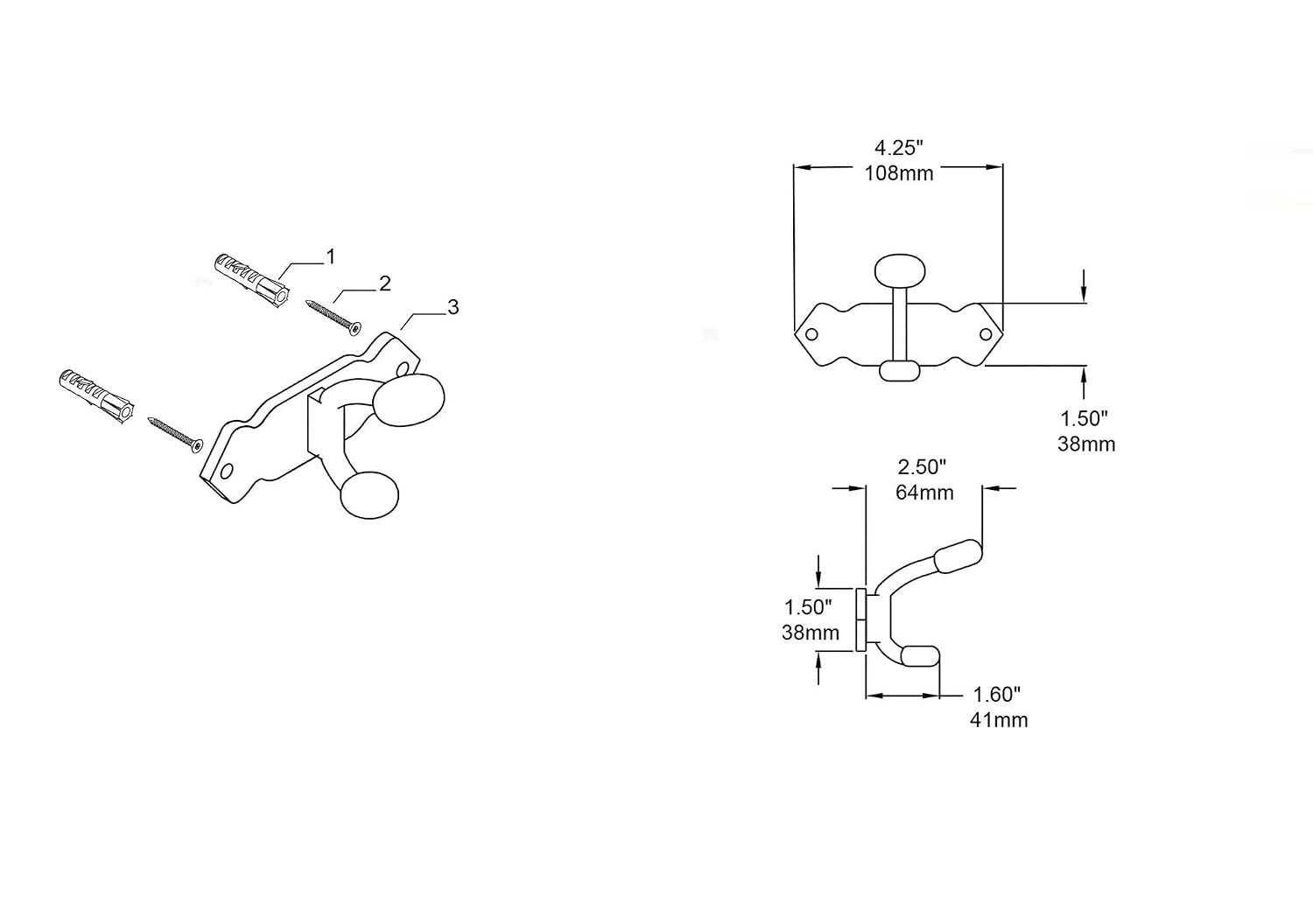 Solid architectural brass hook packaging with fasteners - Packaging & Accessories