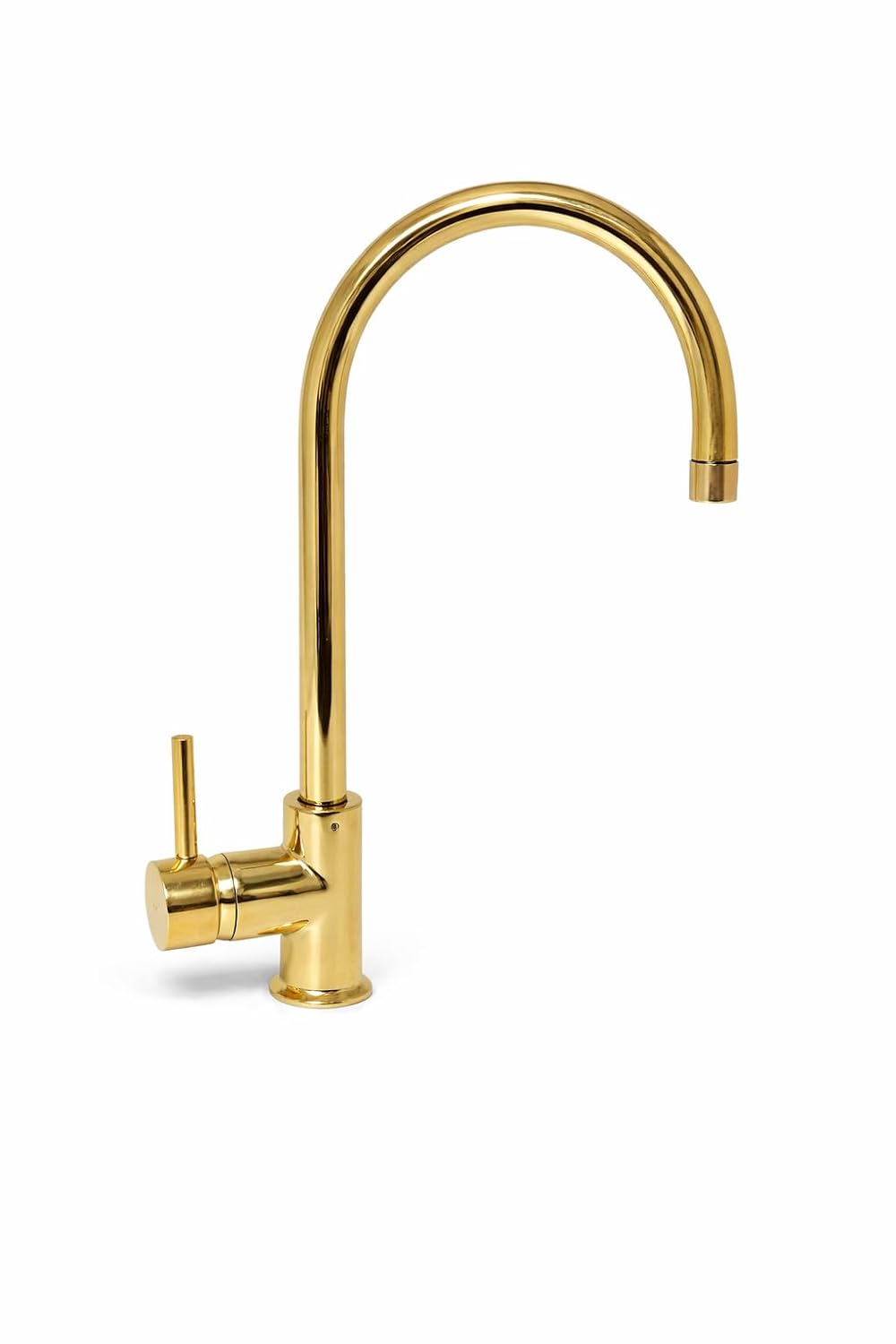 Unlacquered Solid Brass Gooseneck Kitchen Faucet - Front View