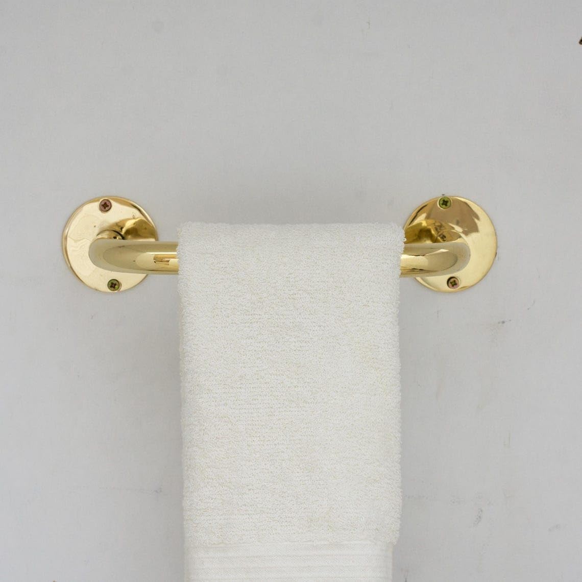 Solid Unlacquered Brass Wall-Mounted Towel Bar (24 - Installation & Threads