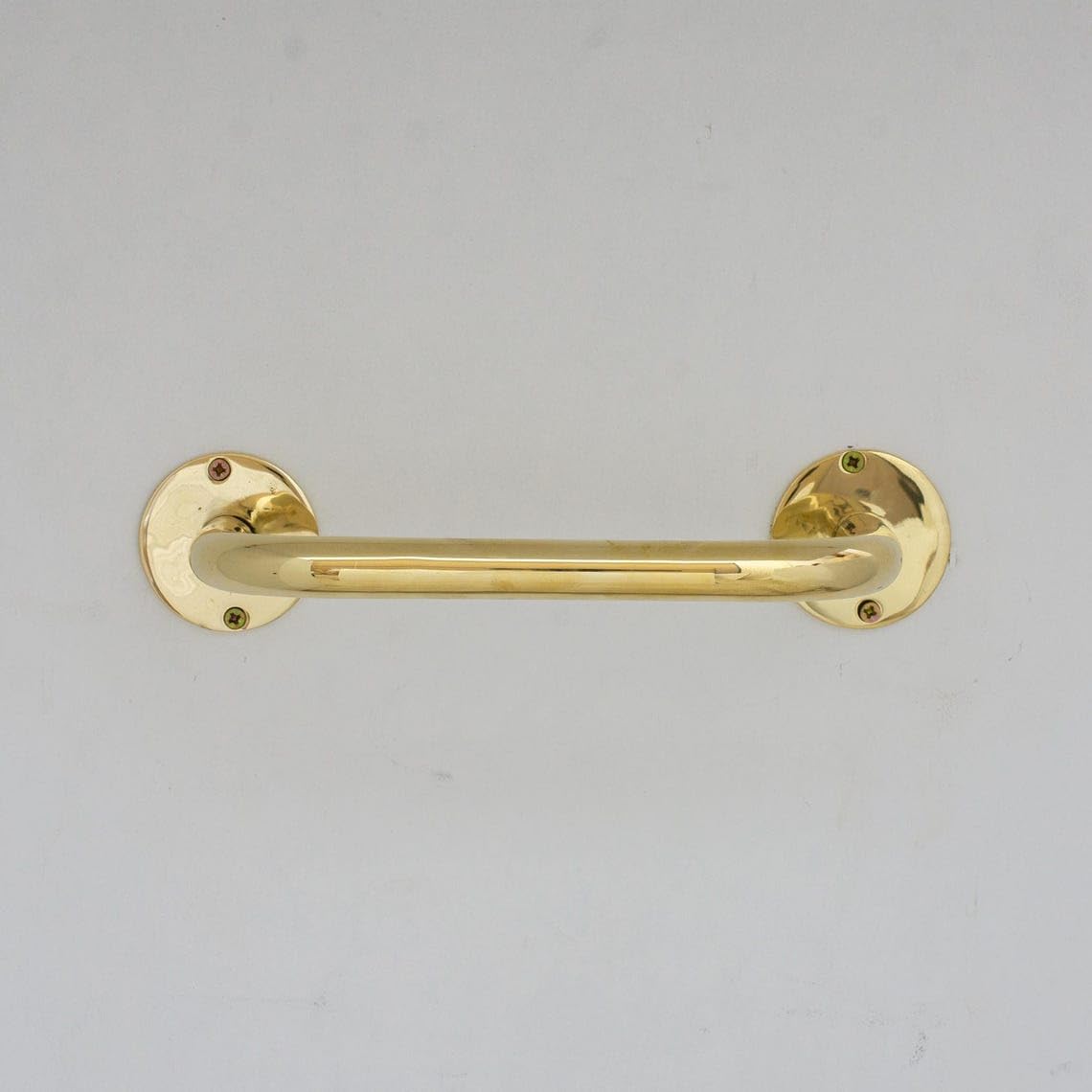 Solid Unlacquered Brass Wall-Mounted Towel Bar (24 - Detail Close-up