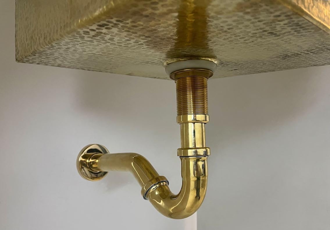 Solid Brass P-Trap & Pop-Up Drain Assembly Kit (1.25 - Dimension Diagram
