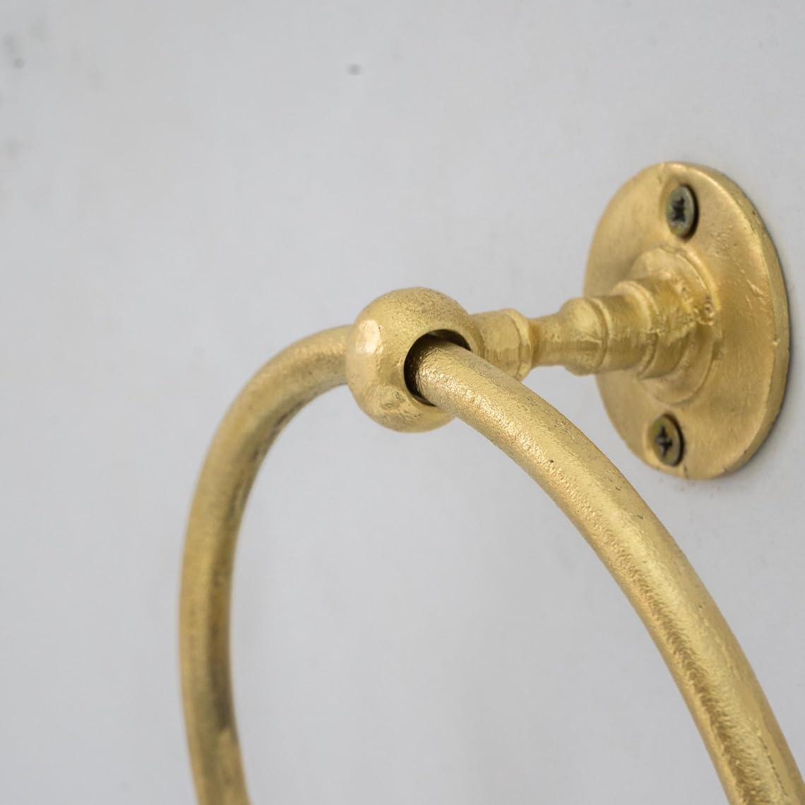 Solid Brass Architectural Hand Towel Ring (8 - Detail Close-up