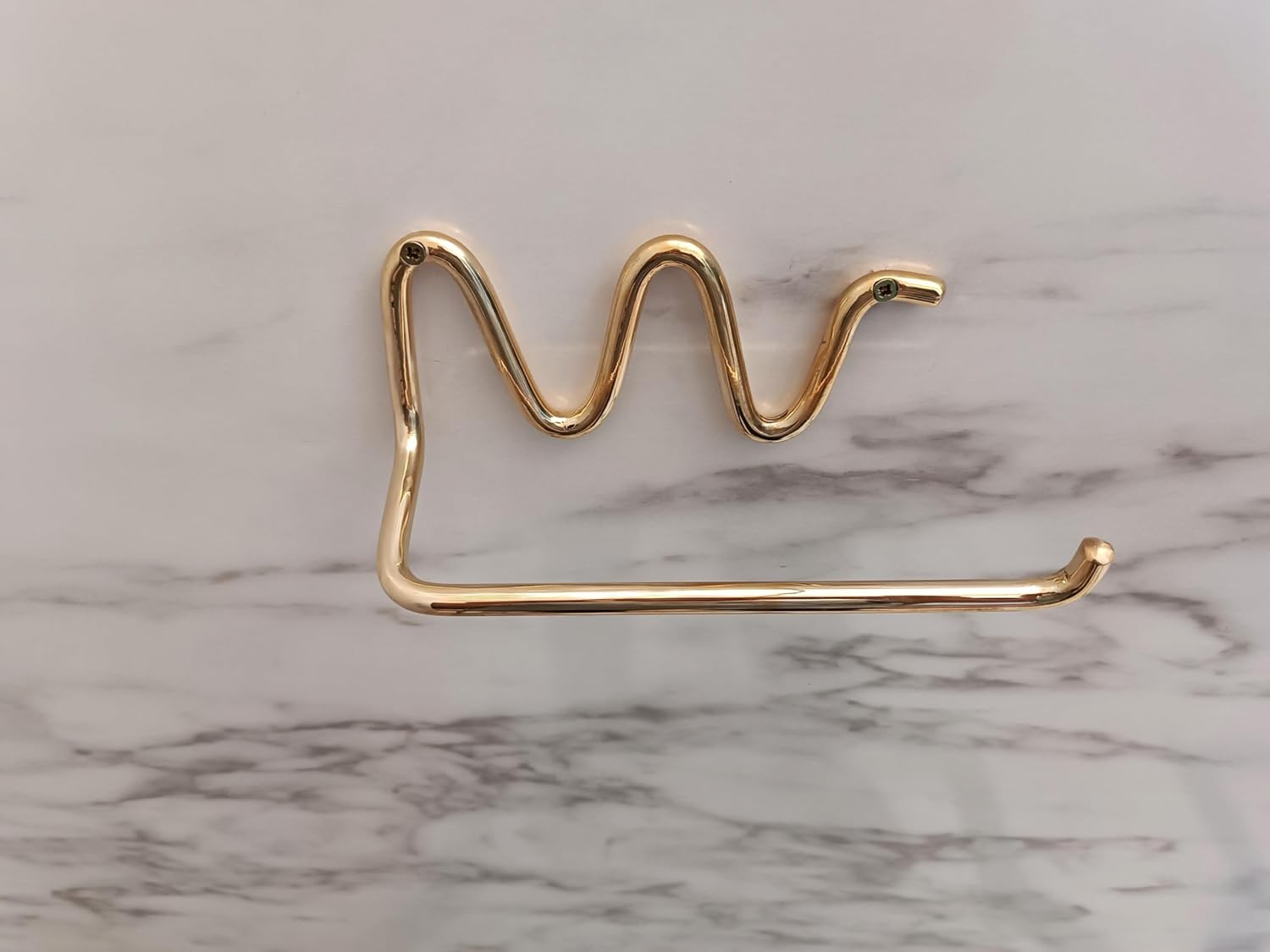 Handmade Wavy Unlacquered Brass Toilet Paper Holder - Craft Finish