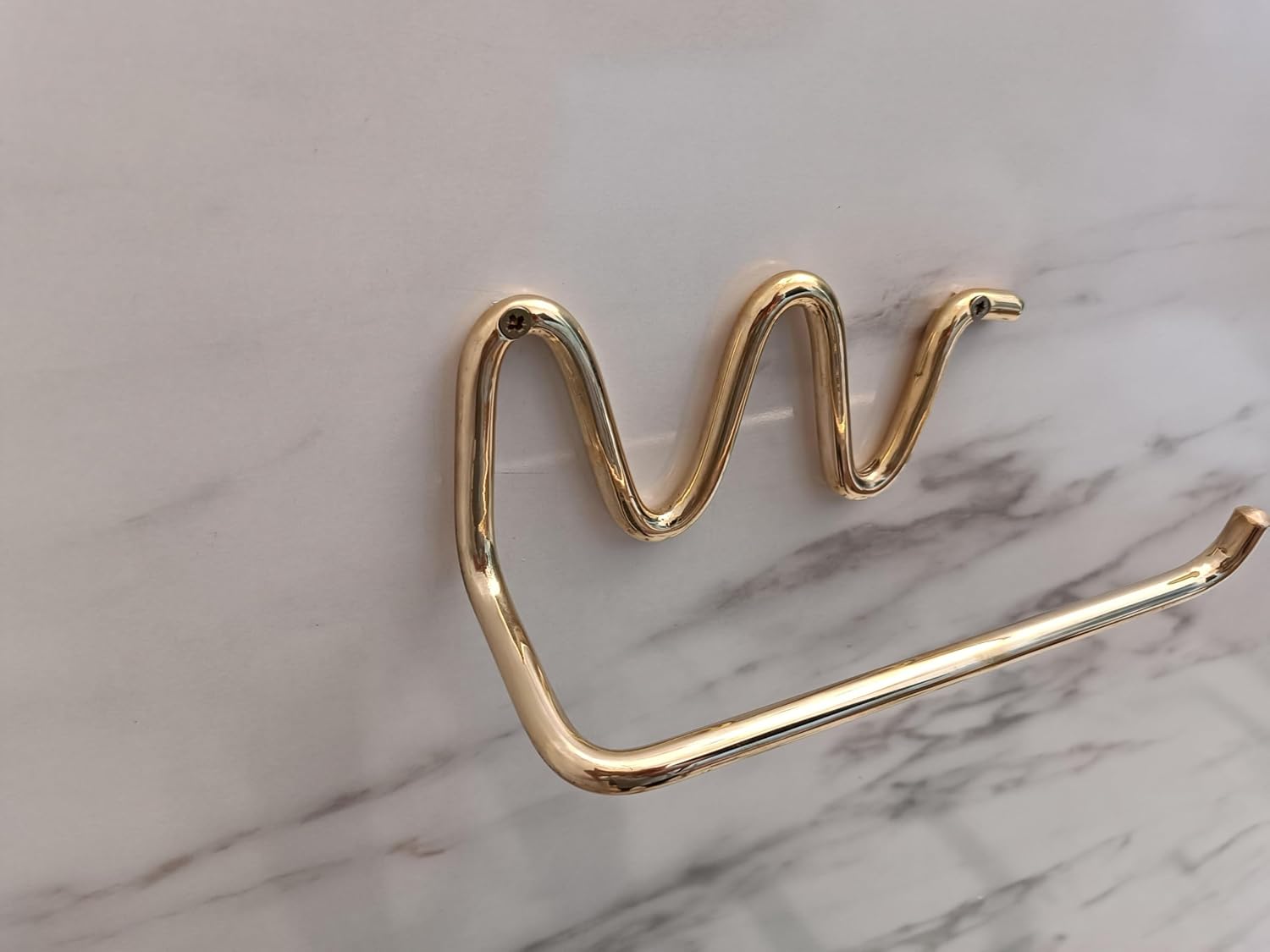 Handmade Wavy Unlacquered Brass Toilet Paper Holder - In-Situ Styling