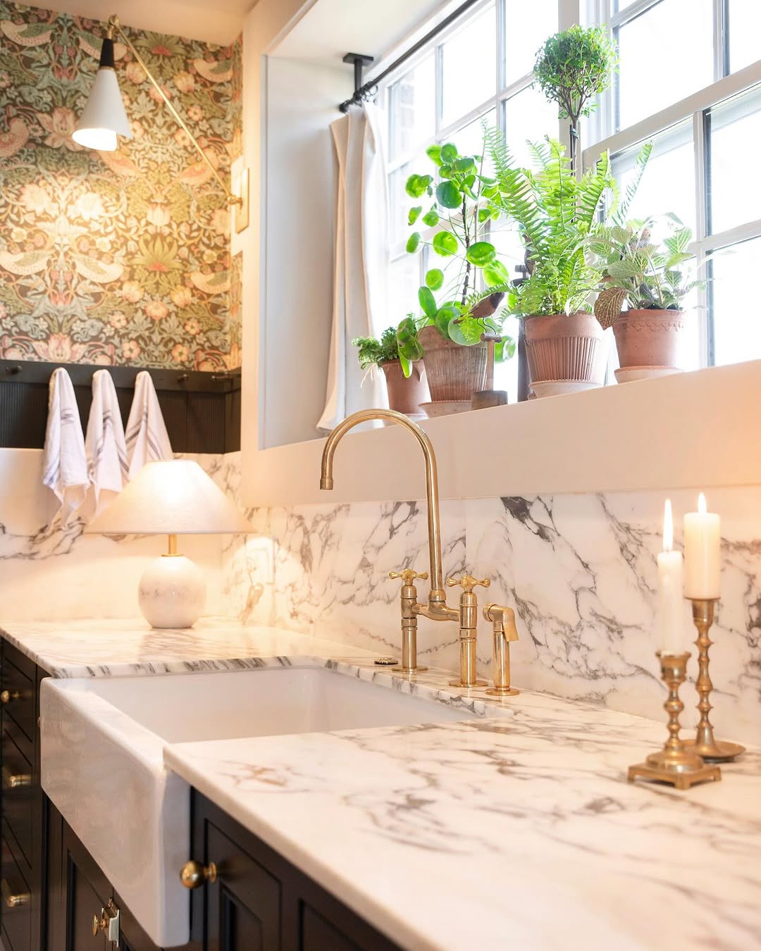 Architectural solid brass bridge kitchen faucet detail and dual valves